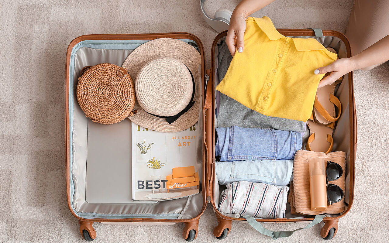 Packed suitcase seen from above
