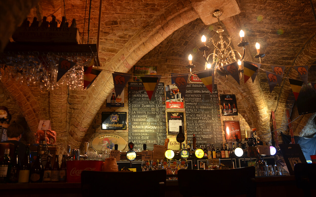 Underground bar with drink menu