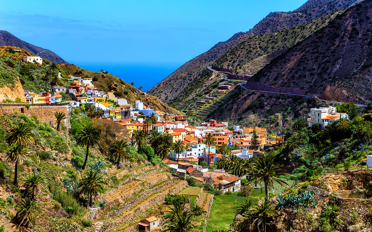 Village Vallehermoso, Island La Gomera, Canary Islands, Spain, Europe.