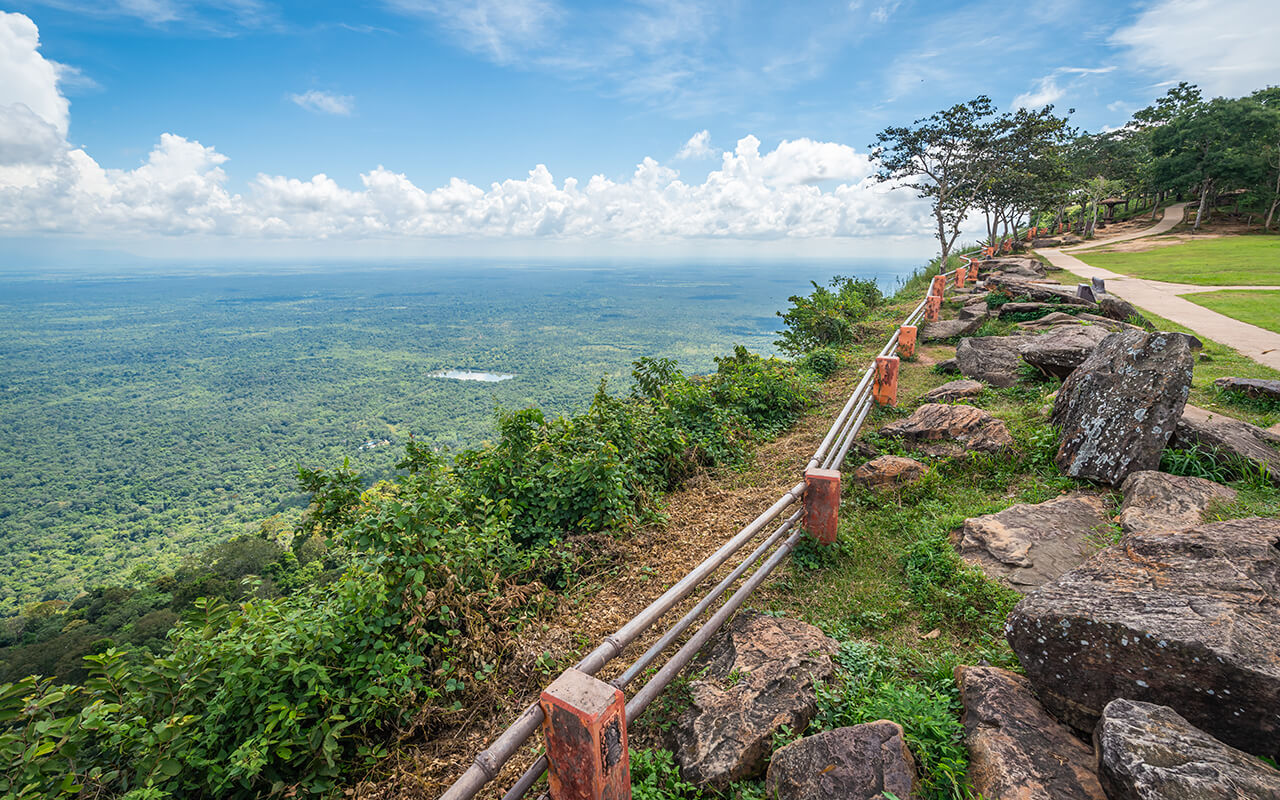 The cliff viewpoint at Pha Mor E Daeng, Khao Phra Wihan National Park, Si Sa Ket, Thailand

