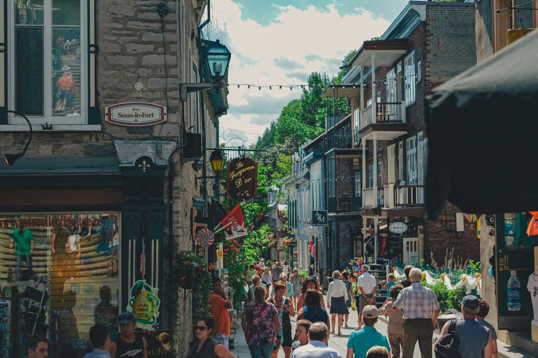 Busy city street in Europe