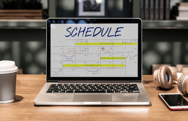 Schedule on laptop