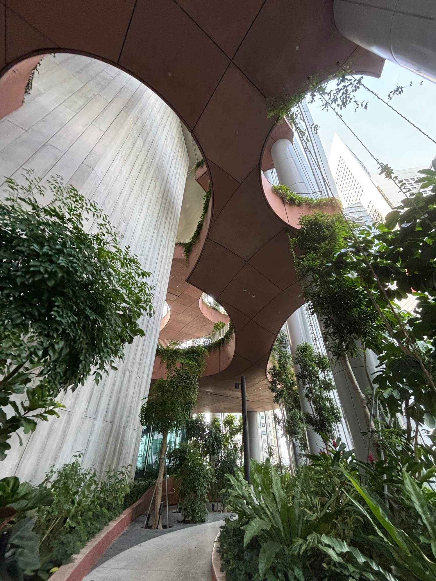 View of the greenery and unique design on floors 17-20