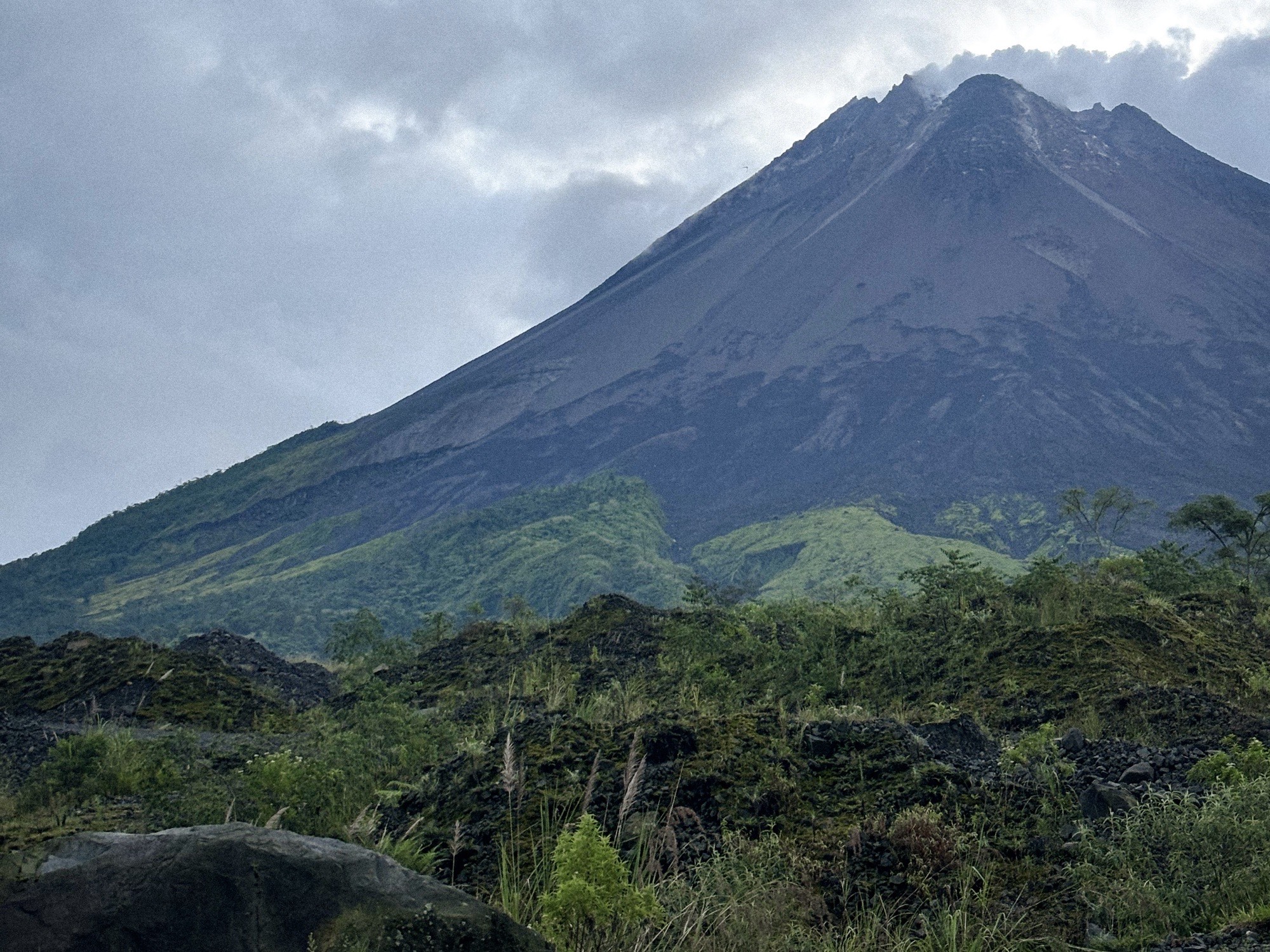 Views of Merapi in the morning as the sun came up