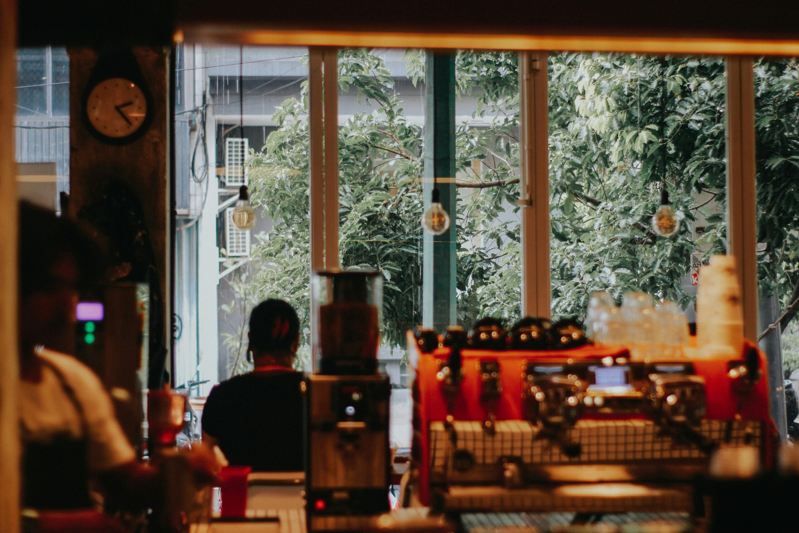 man sitting in a cafe