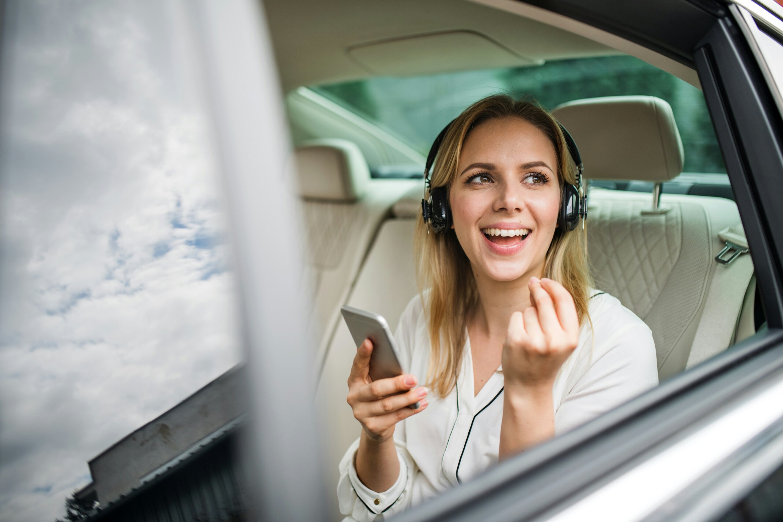 Woman wearing headphones