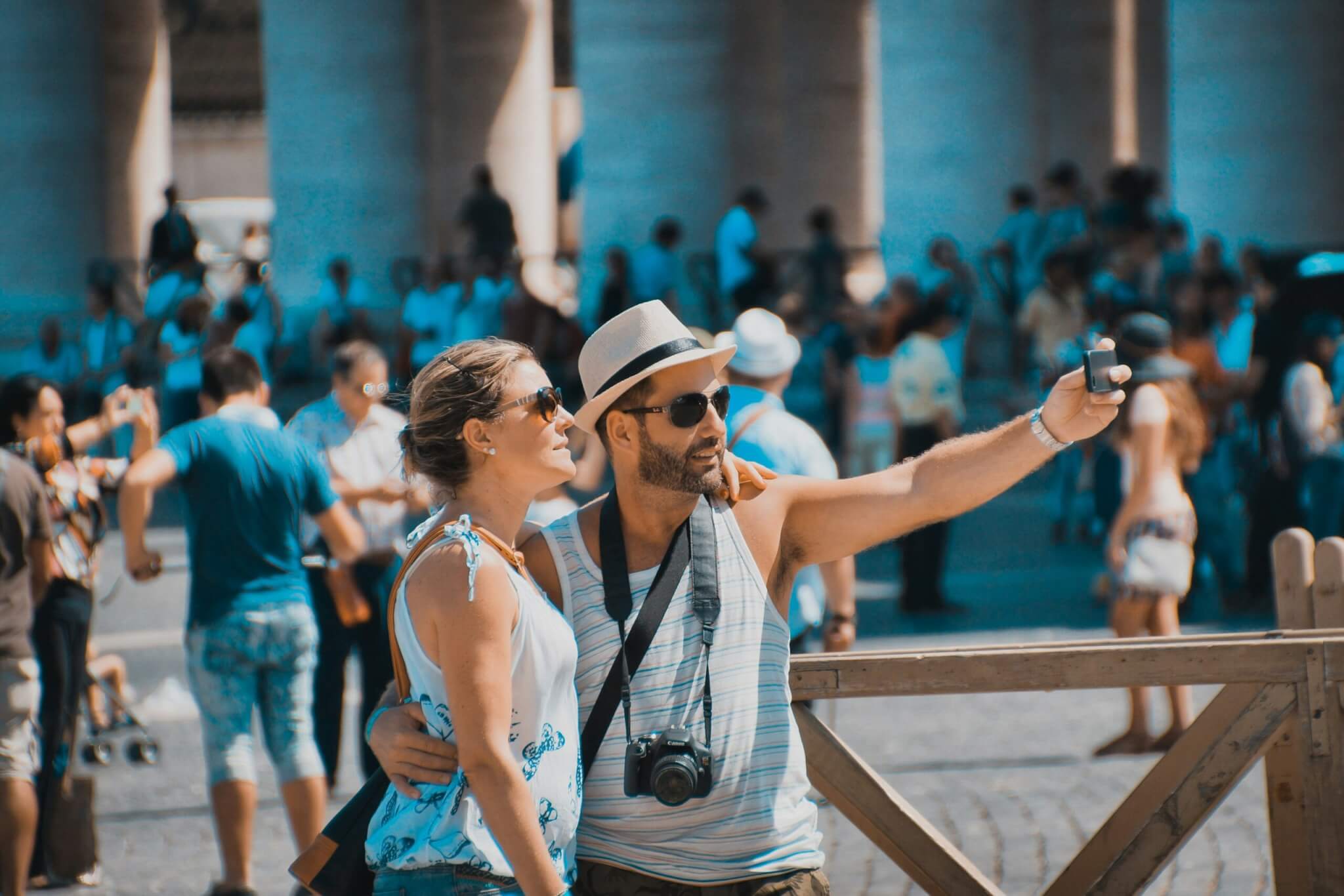 Tourists taking a selfie 