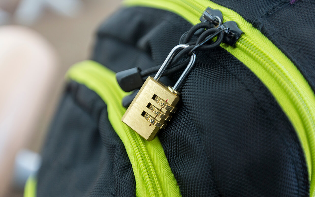 Lock on backpack