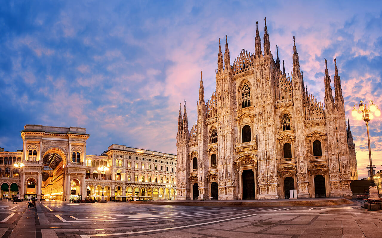 Milan Cathedral on sunrise, Italy