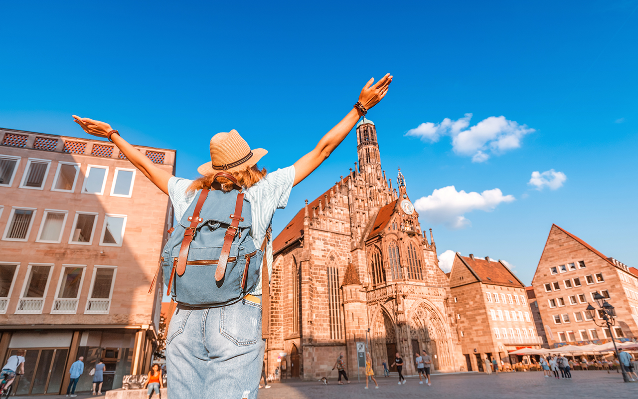 Woman traveling in Europe 