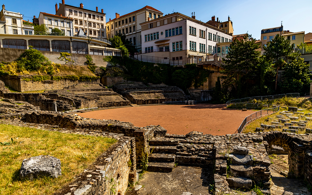 Amphitheatre of the Three Gauls, Built in 19 AD, this Roman amphitheater was used for shows, circuses and executions of Christians, Lyon, France