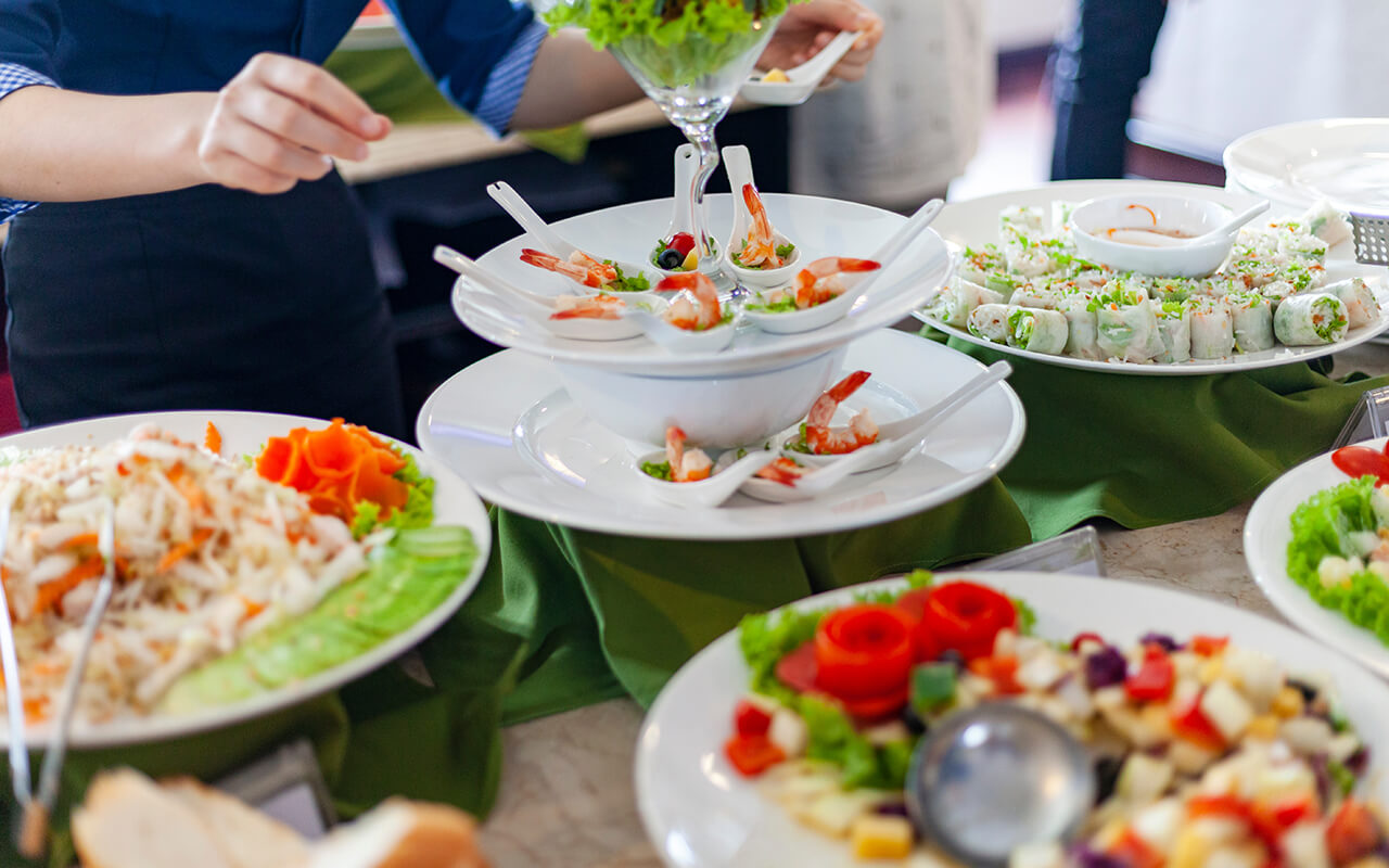 Food at a buffet