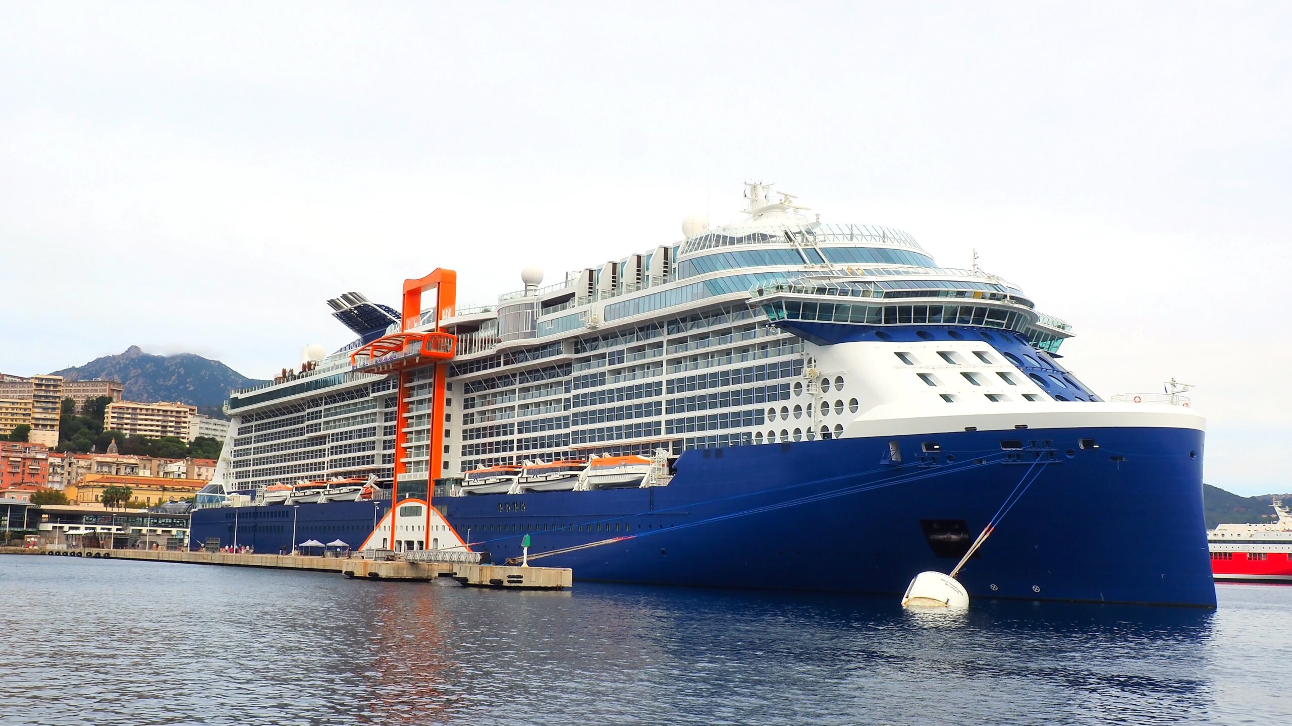 Celebrity Xcel Cruise ship at dock