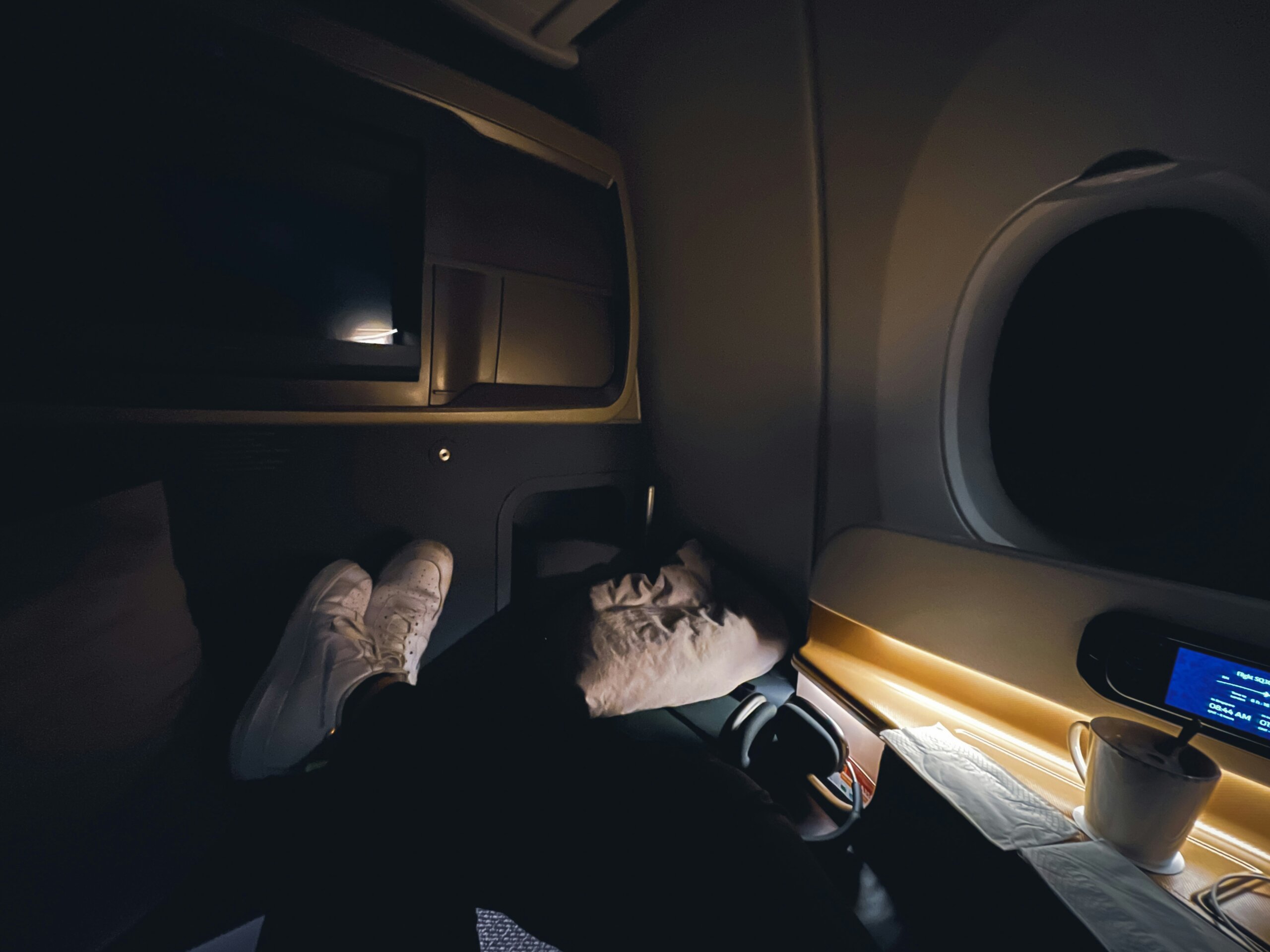 sleeping on an airplane
