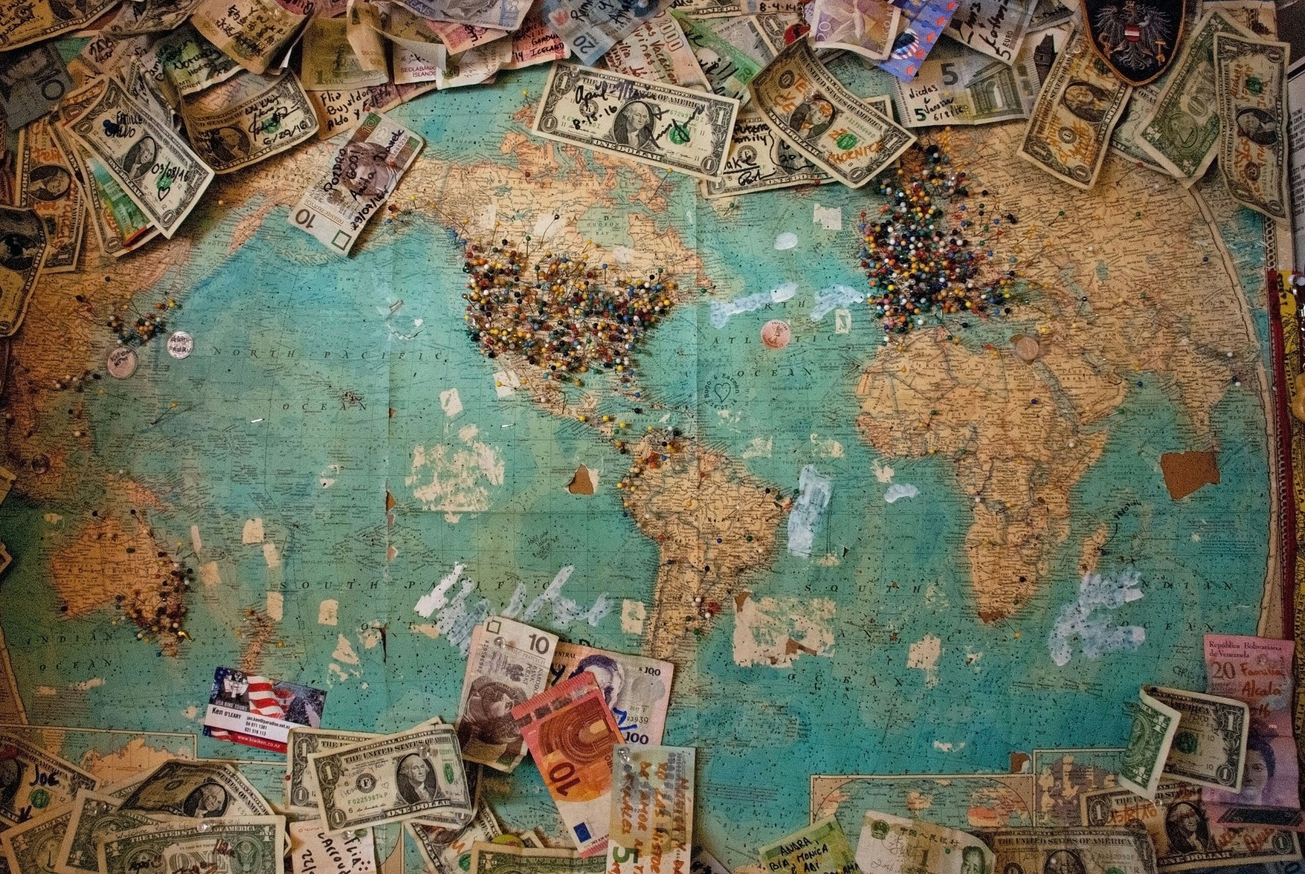 money on a map