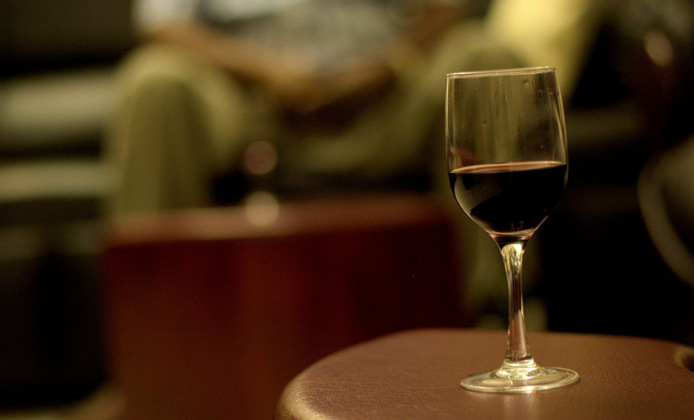 glass of wine on a table