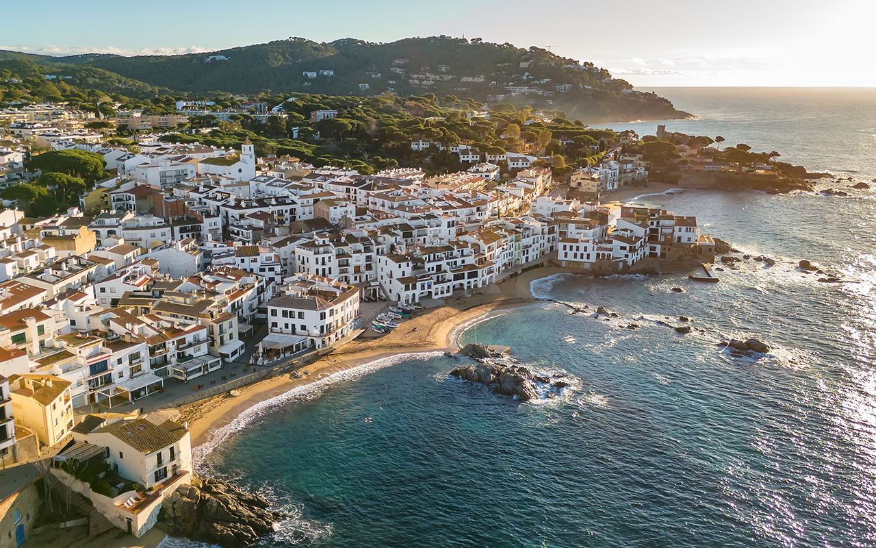 Aerial view of the Calella de Palafrugell village in Catalonia, Spain