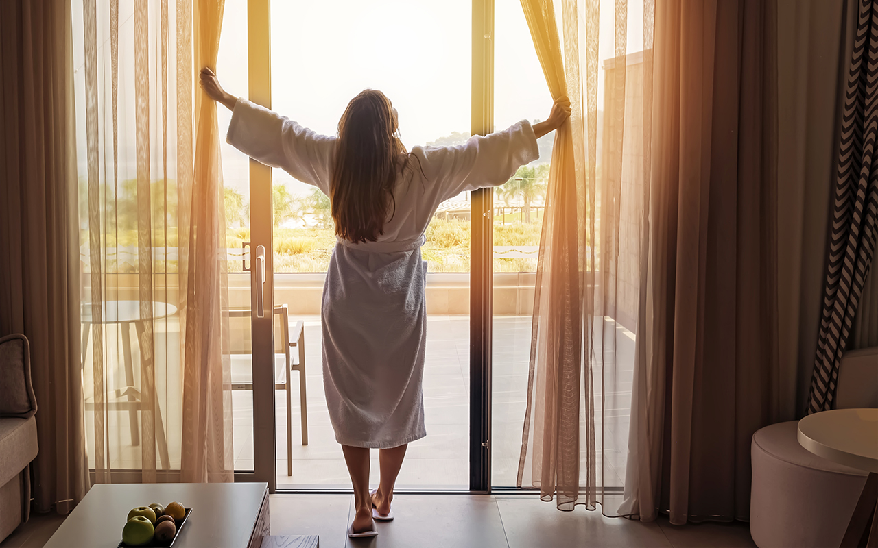 Woman in a hotel