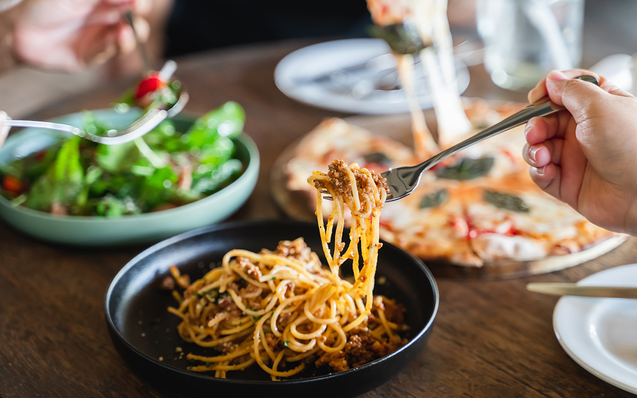 pasta at a restaurant