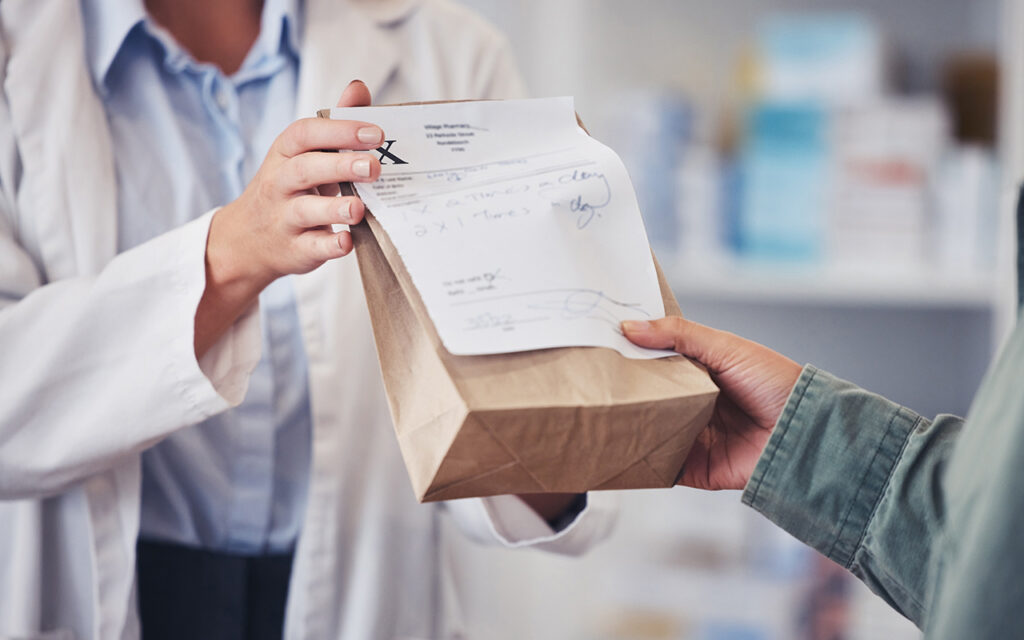 Person picking up a prescription