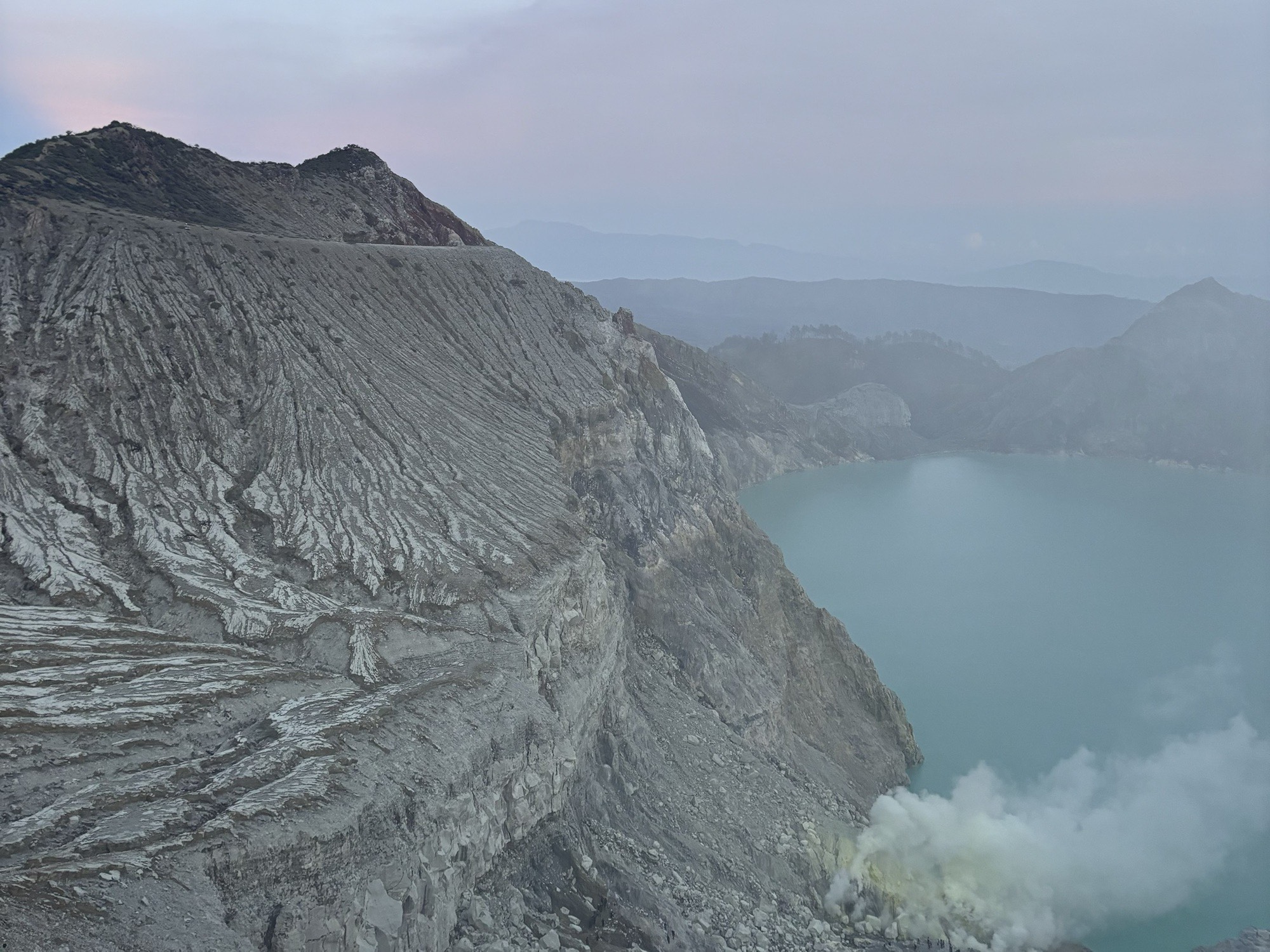 Sunrise over Ijen’s crater lake 