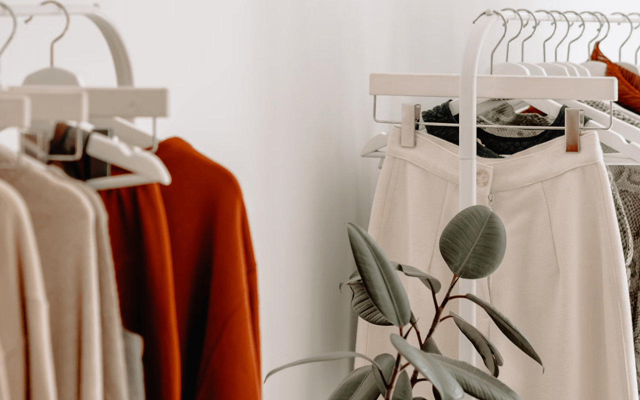 Clothes on racks