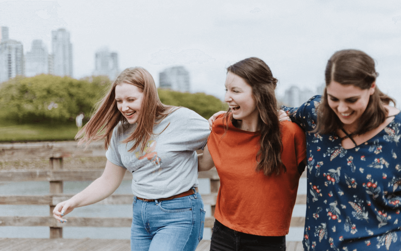 Group of girls walking outdoors 