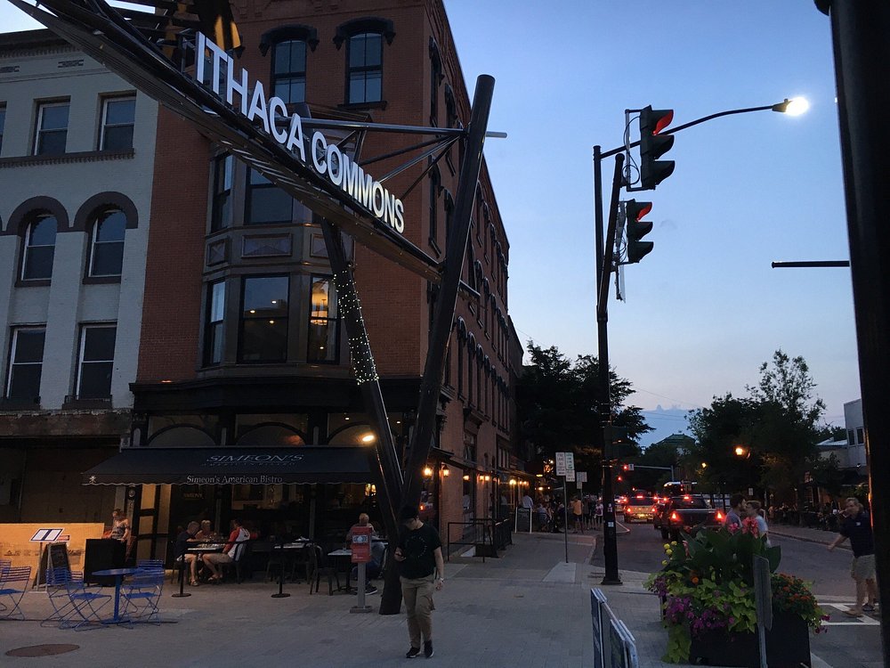 Exterior view of Simeon's On the commons in Ithaca NY