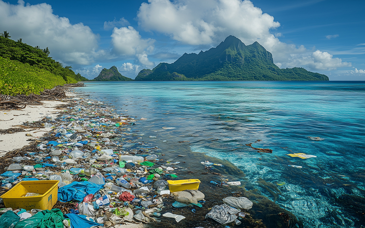 Trash on beach