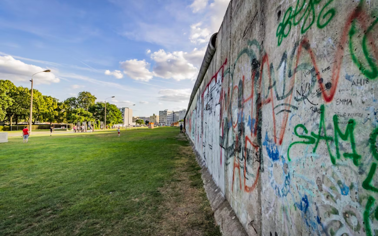 Section of the Berlin Wall with graffiti artwork