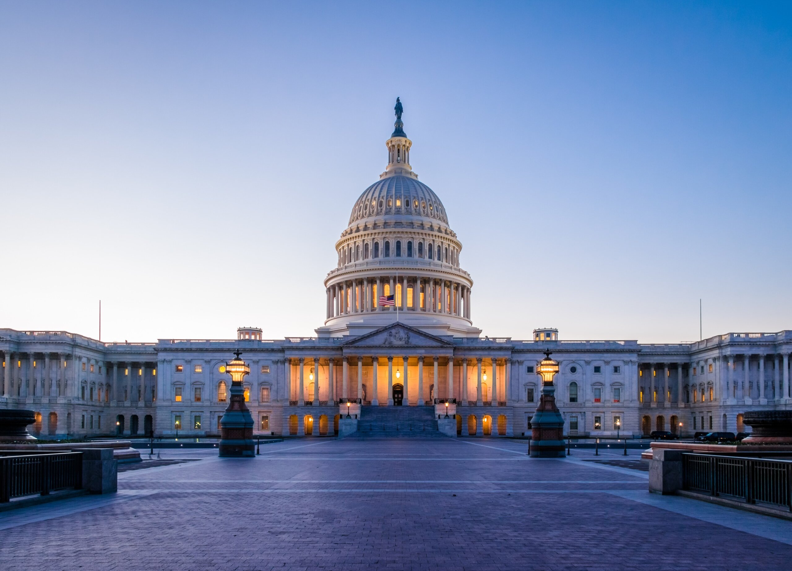 The capitol building at sunset.