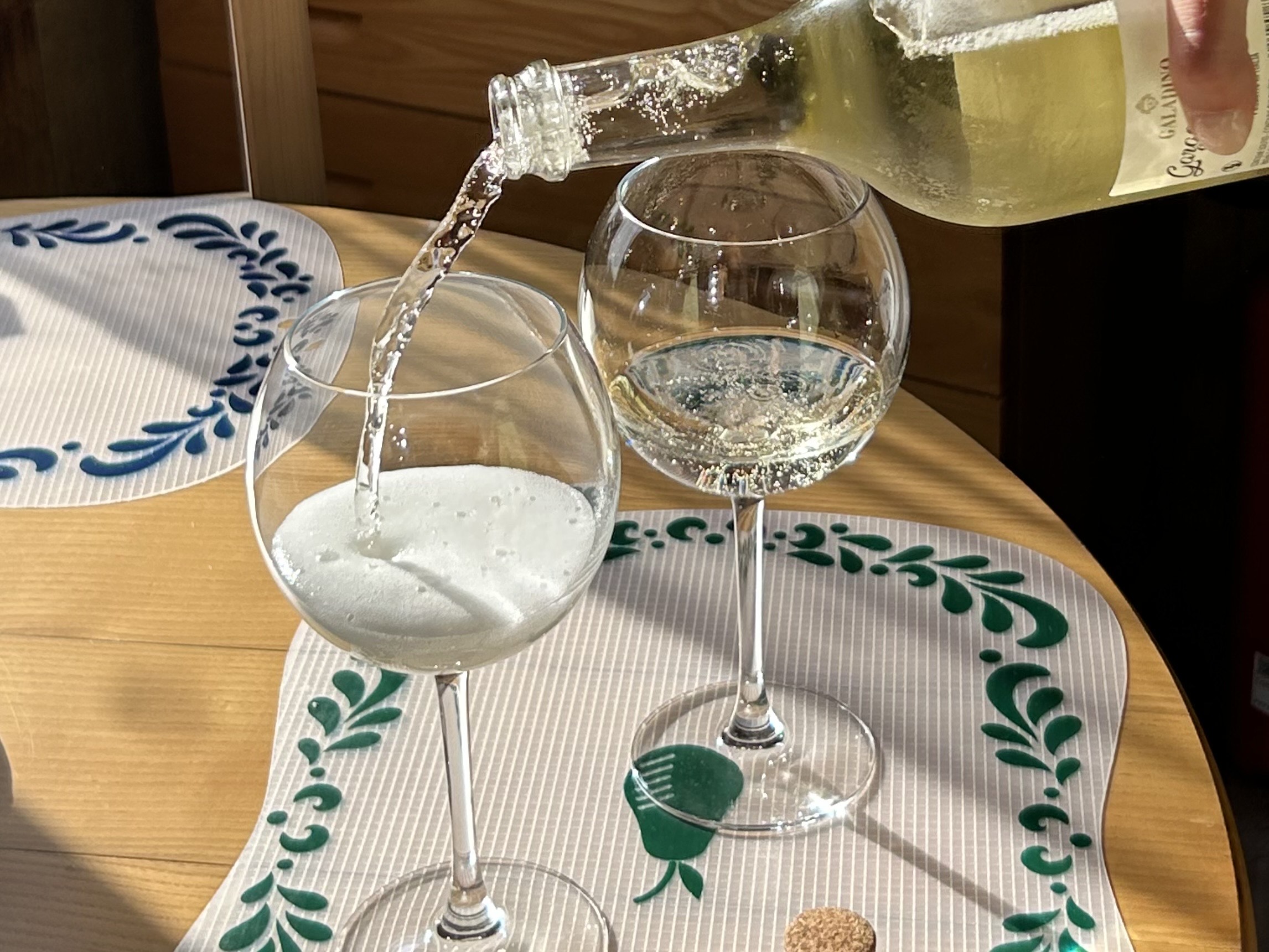 Pouring wine in the French Countryside 