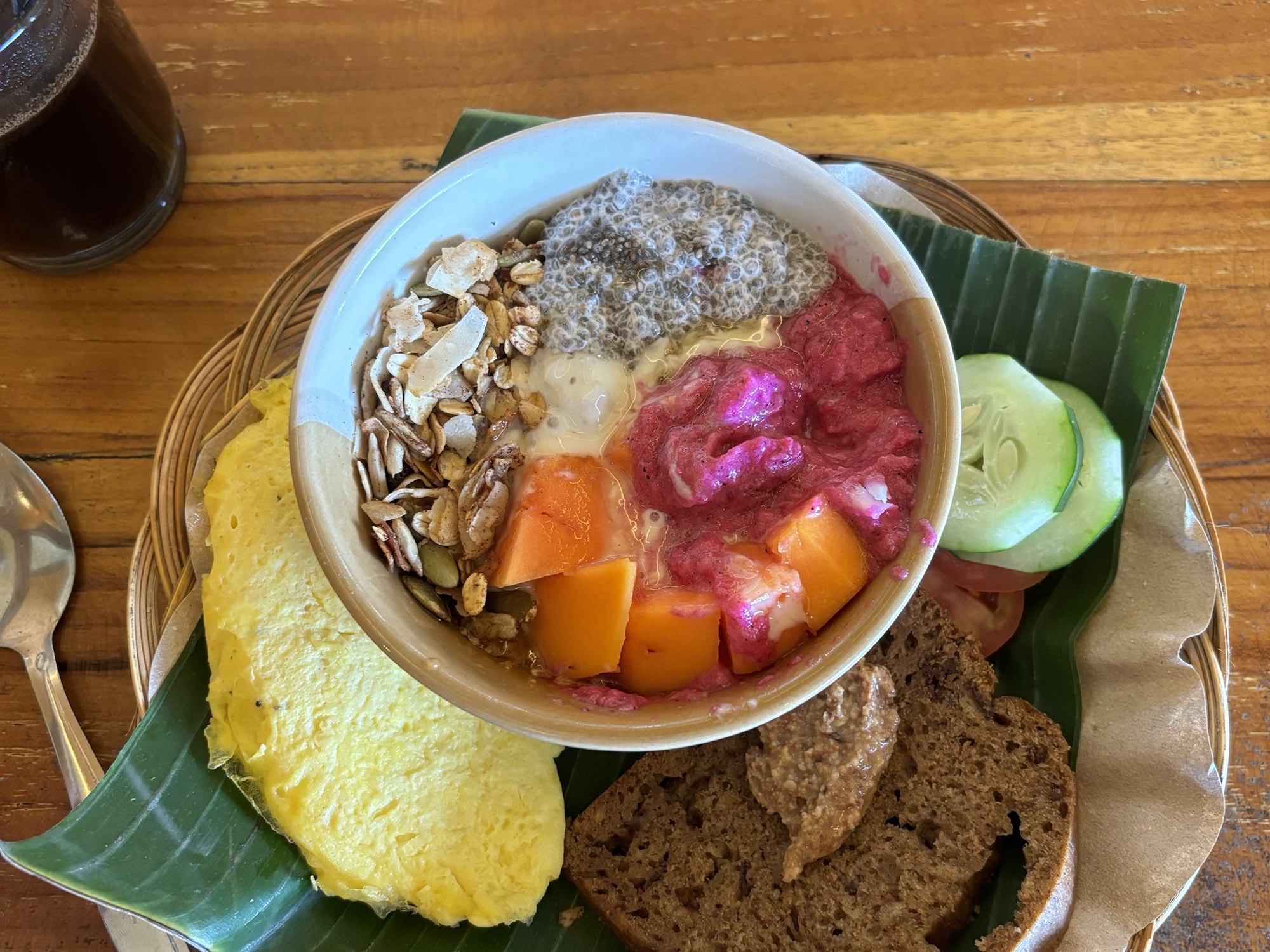The lovely assortment of breakfast foods! 