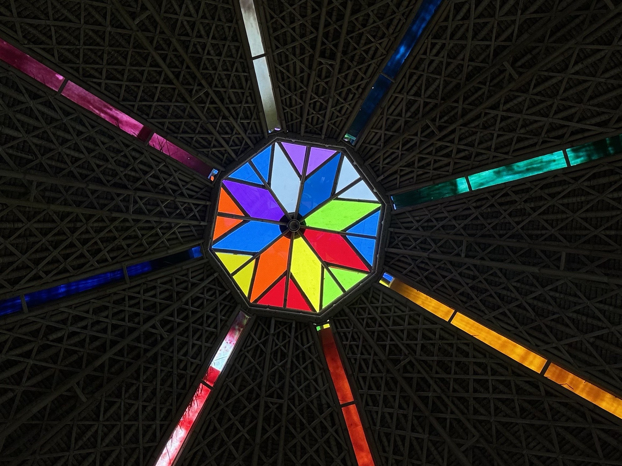 The colorful roof of the sky shala 