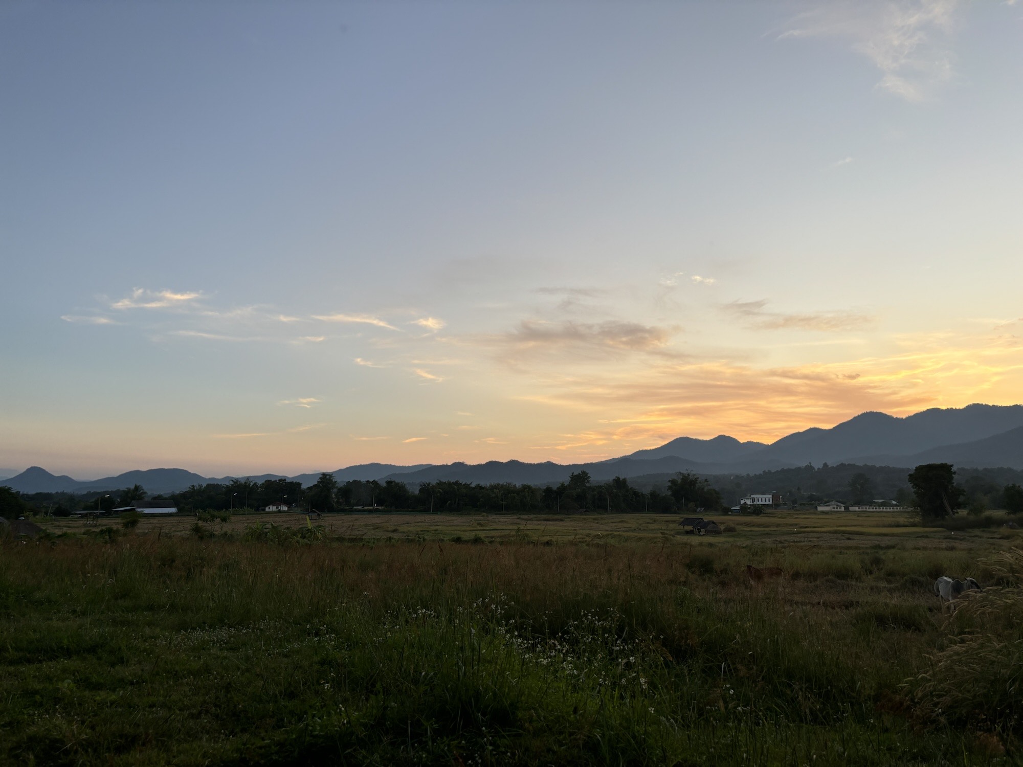 Sunset views from the Yoga shala at Atlas Valley Hostel in Pai. 