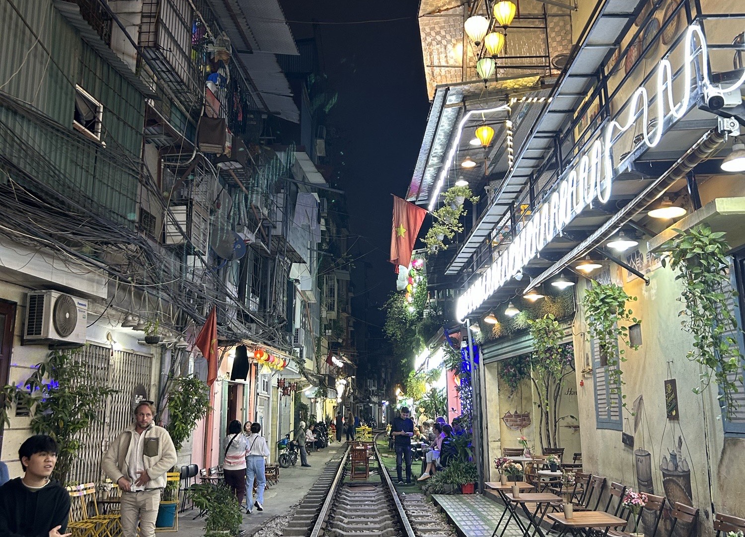 The iconic train street in central Hanoi.