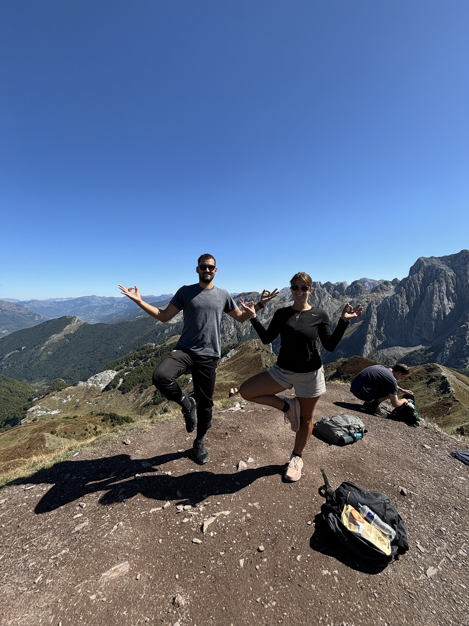 One of the lovely hostel owners and I at the top of the Montenegro border hike! 
