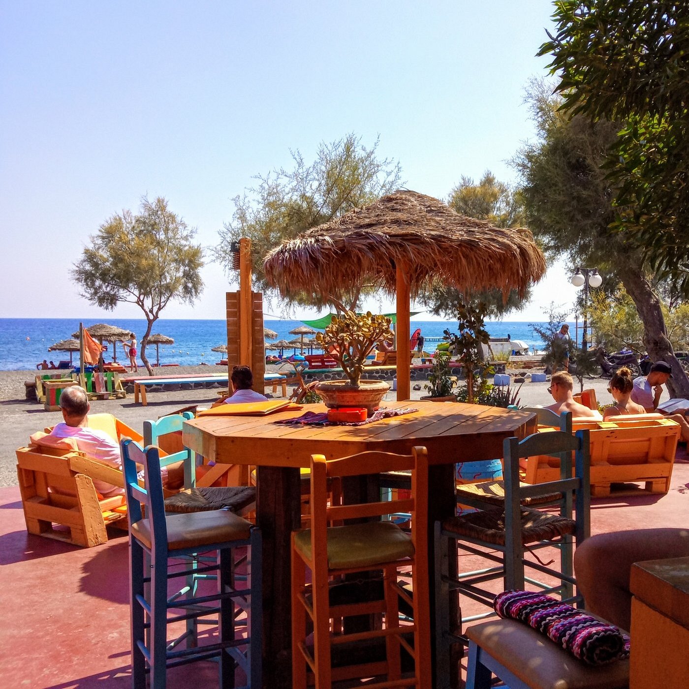 tranquilo beach bar, perissa beach, santorini