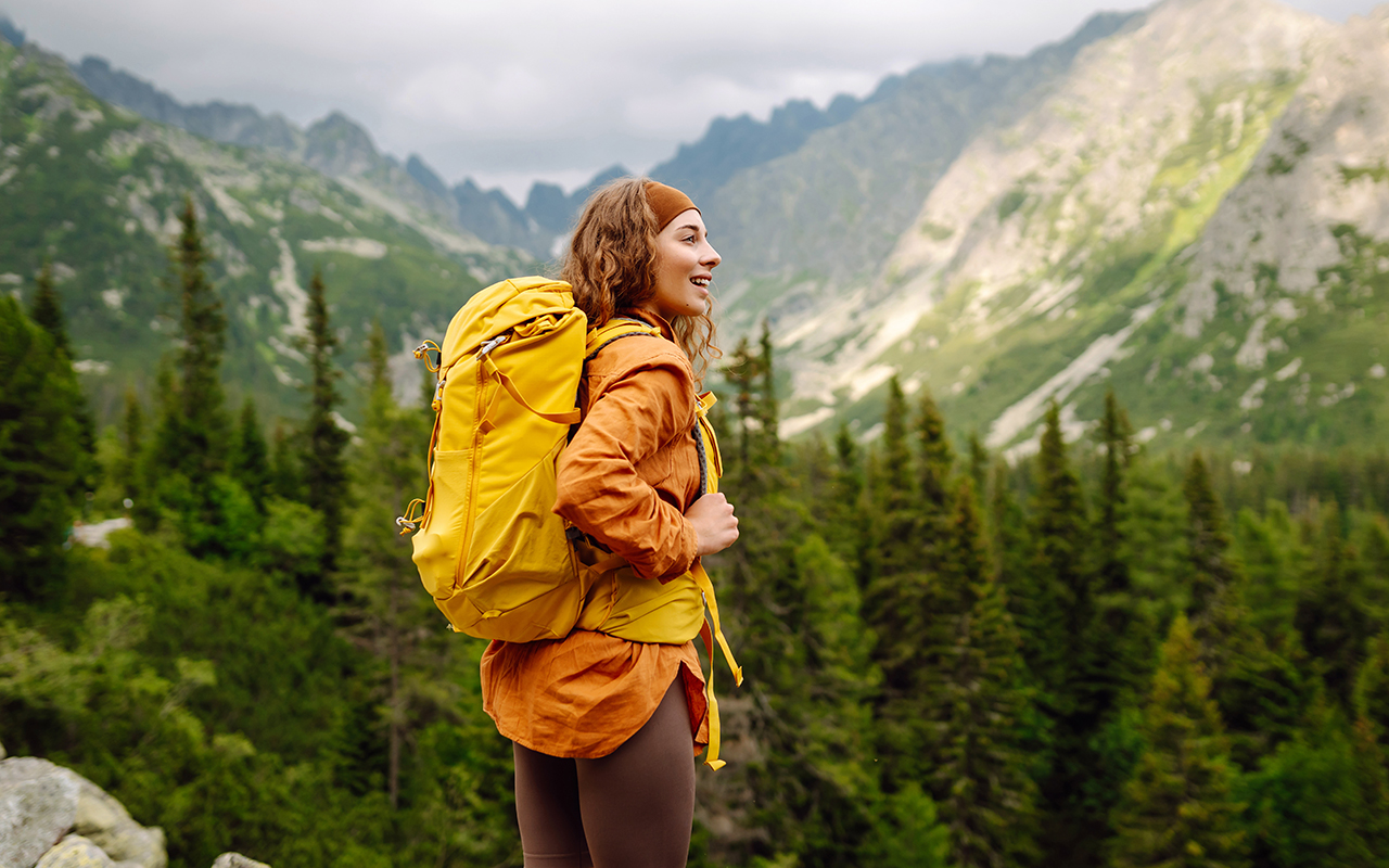Woman hiking with a backpack