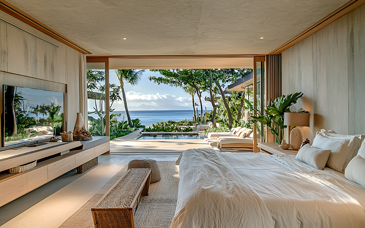 Beachfront villa with private cabana and white sands in Maui Hawaii