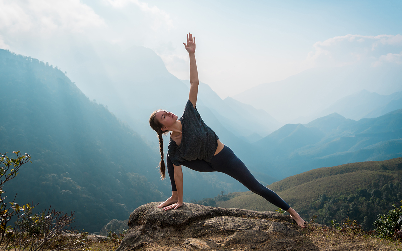Woman doing yoga outside