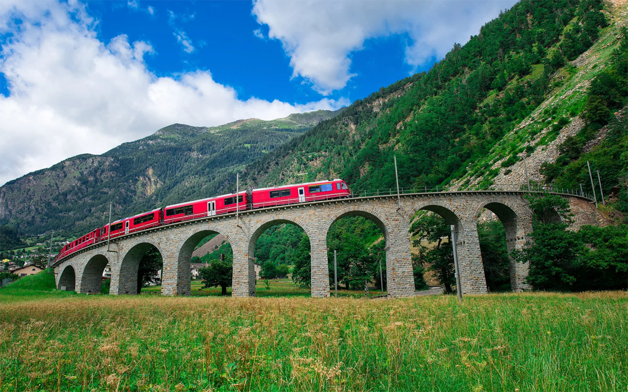 Train on a bridge