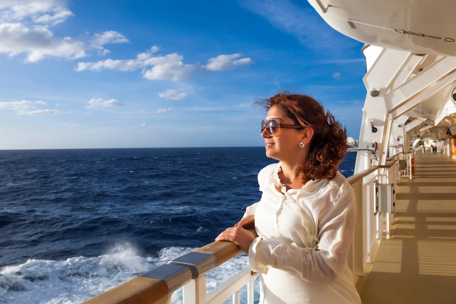 Woman on a cruise ship
