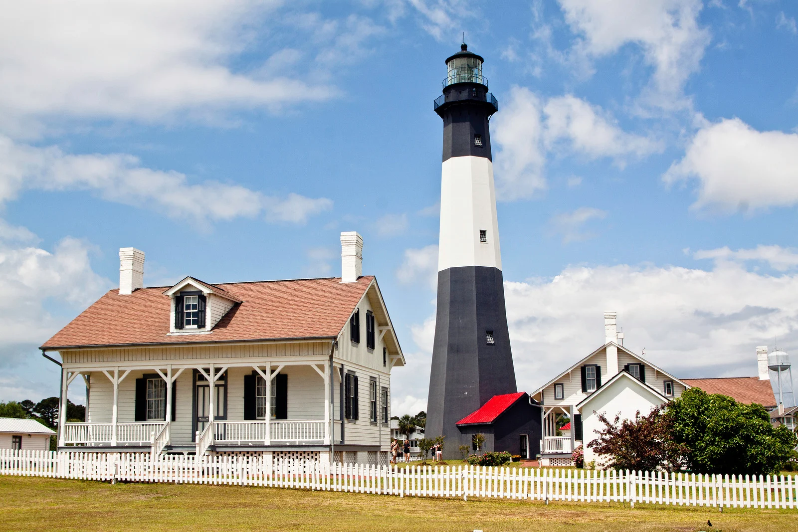 Classic black and white lighthouse on Tybee Island, Georgia.