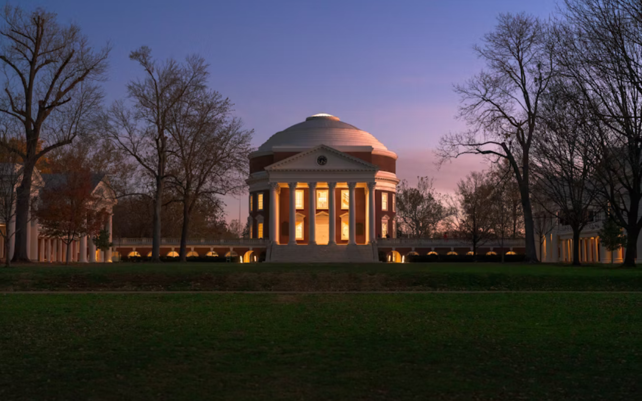 The University of Virginia at Charlottesville, Virginia, USA. The Rotunda building designed by Thomas Jefferson