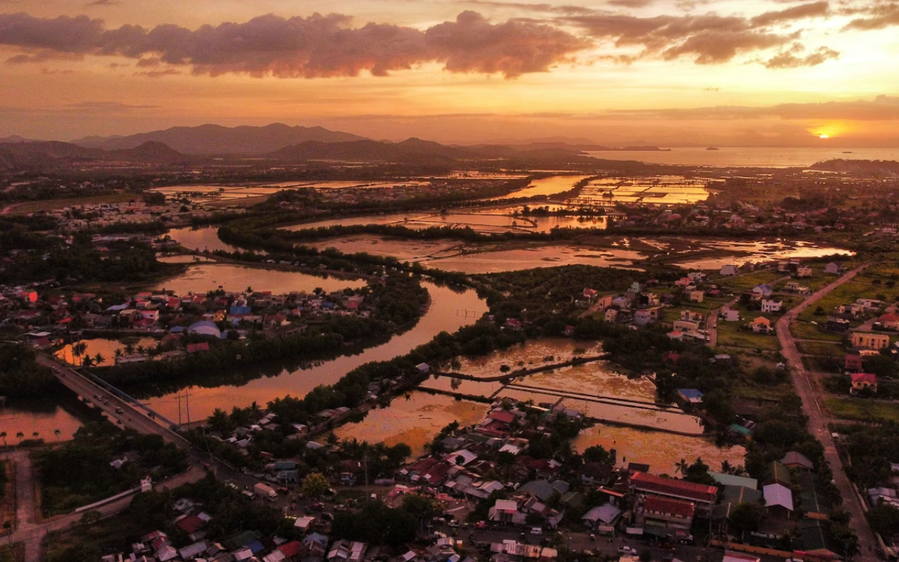ariel view of the flooding from typhoons in the Philippines