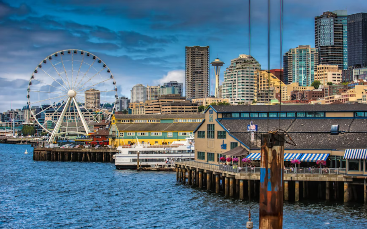 Seattle waterfront view with skyline in background, reflecting the city’s inclusive urban vibe.