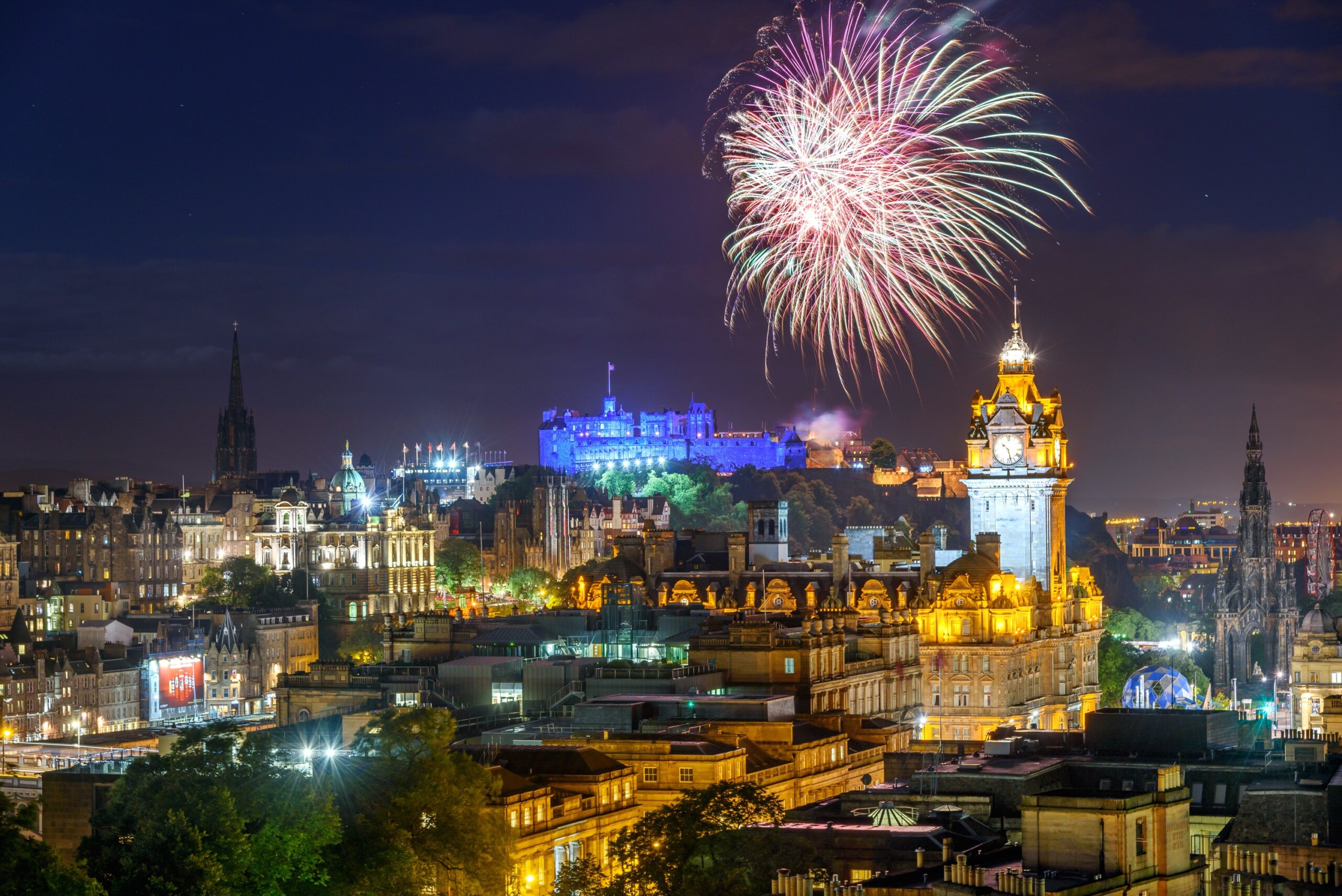 Edinburgh Fringe and International festival fireworks, Scotland.