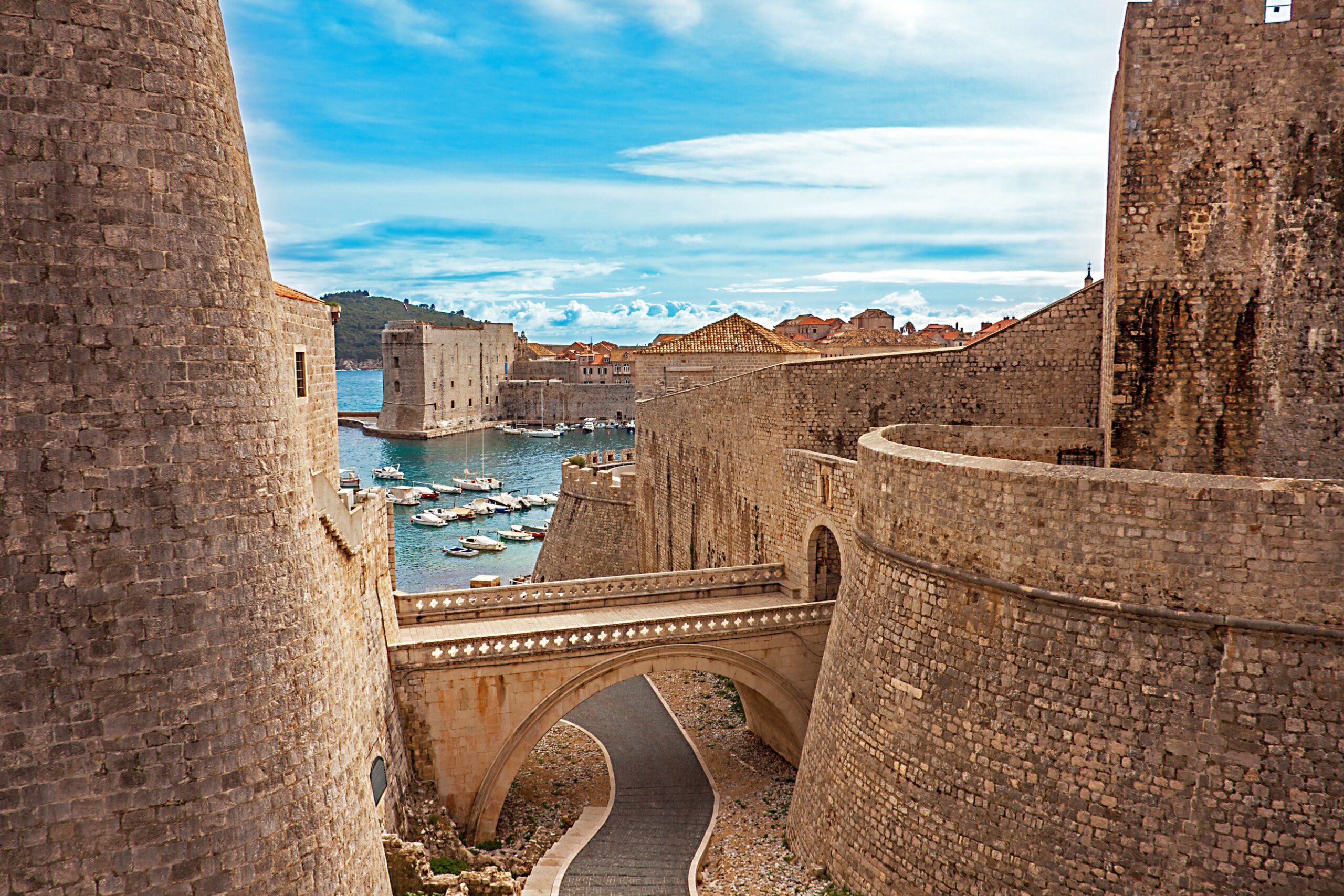 Old town and harbor of Dubrovnik Croatia.
