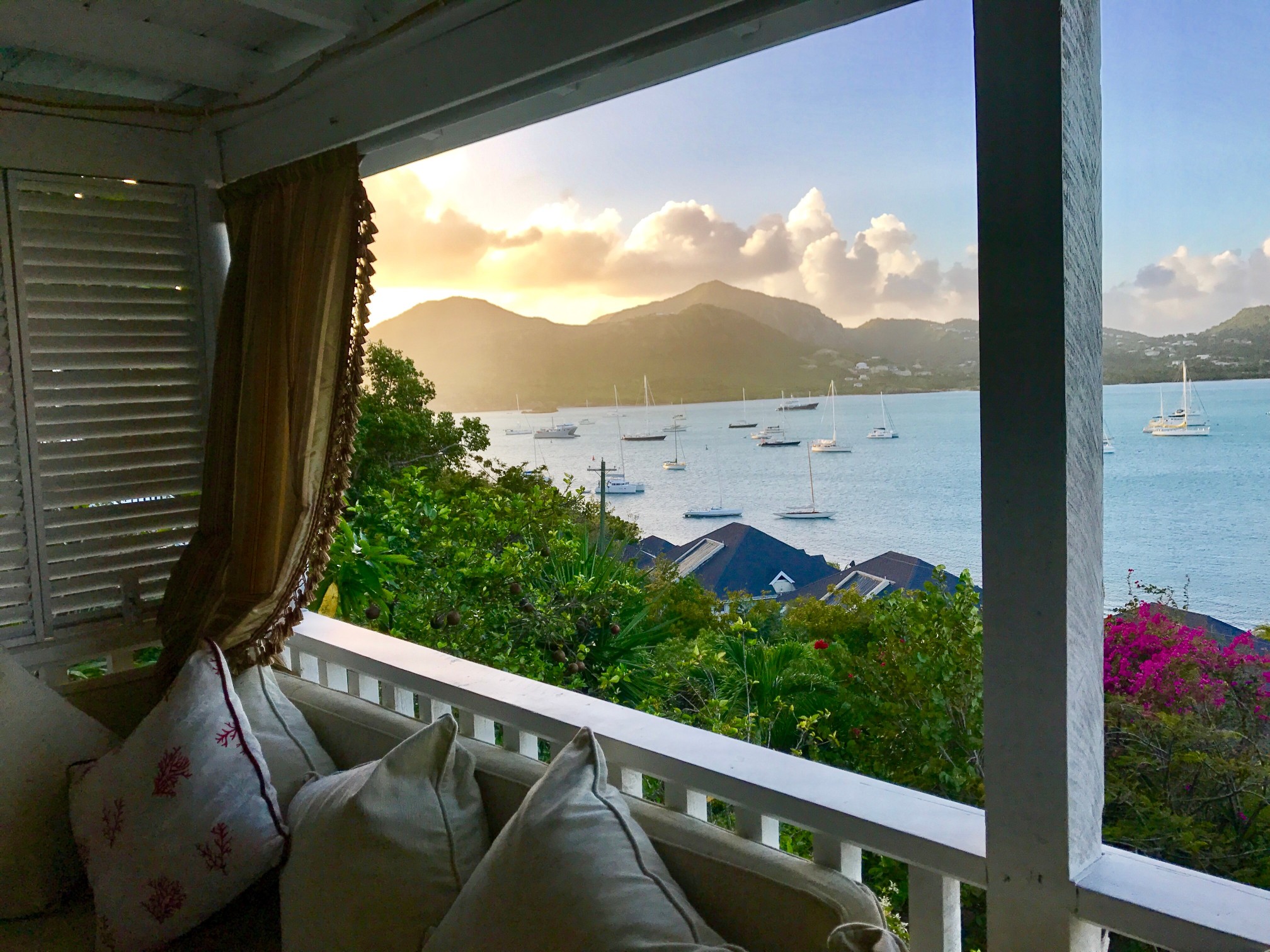 Sunset View from Luxury open air cottage overlooking English Harbour, Antigua